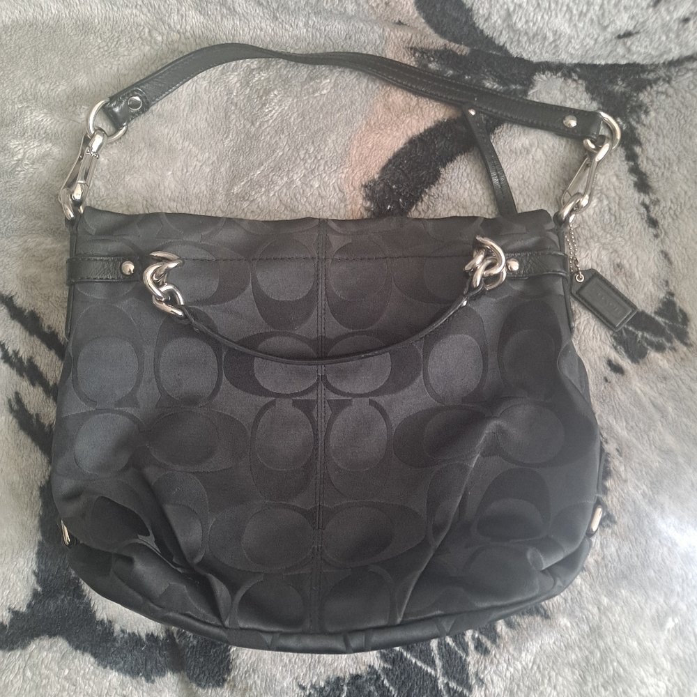 Black Coach Brooke Sateen Signature Shoulder Bag F17183